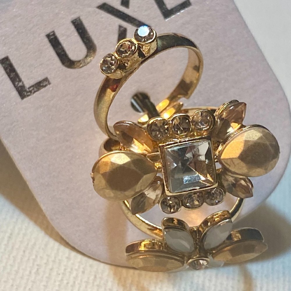 LUXE set of three gold-tone rings